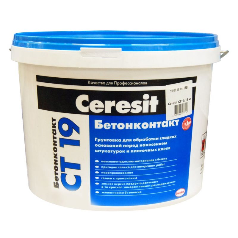 Бетоноконтакт паропроницаемый Церезит Хенкель СТ 19 | Ceresit Henkel CT 19 банка 15 кг