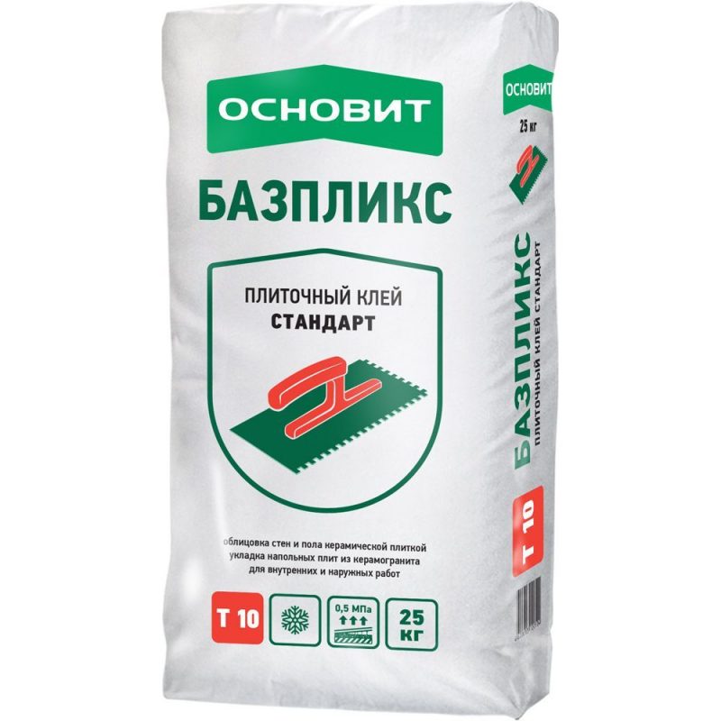 Клей плиточный СТАНДАРТ ОСНОВИТ БАЗПЛИКС Т 10 мешок 25 кг