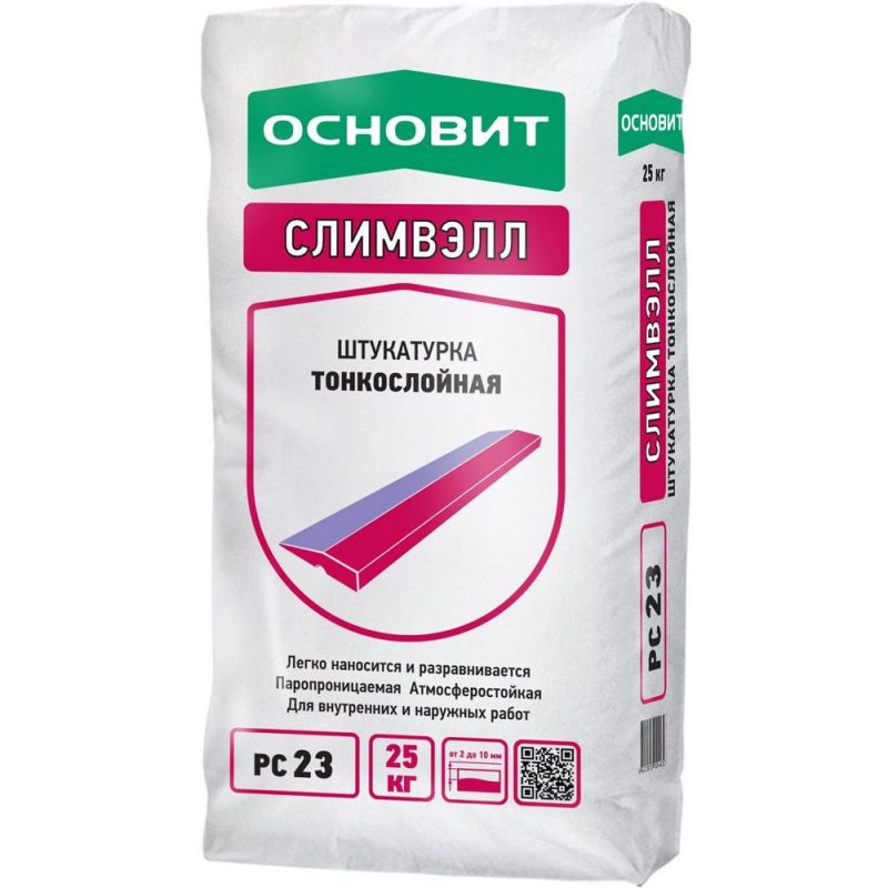 Штукатурка ОСНОВИТ СЛИМВЭЛЛ Т-23 PC 23 фасадная тонкослойная 25 кг